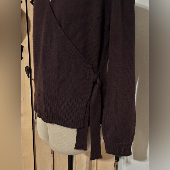 Skies are Blue Faux Wrap Tie Sweater Plum Color Medium - Picture 6 of 10